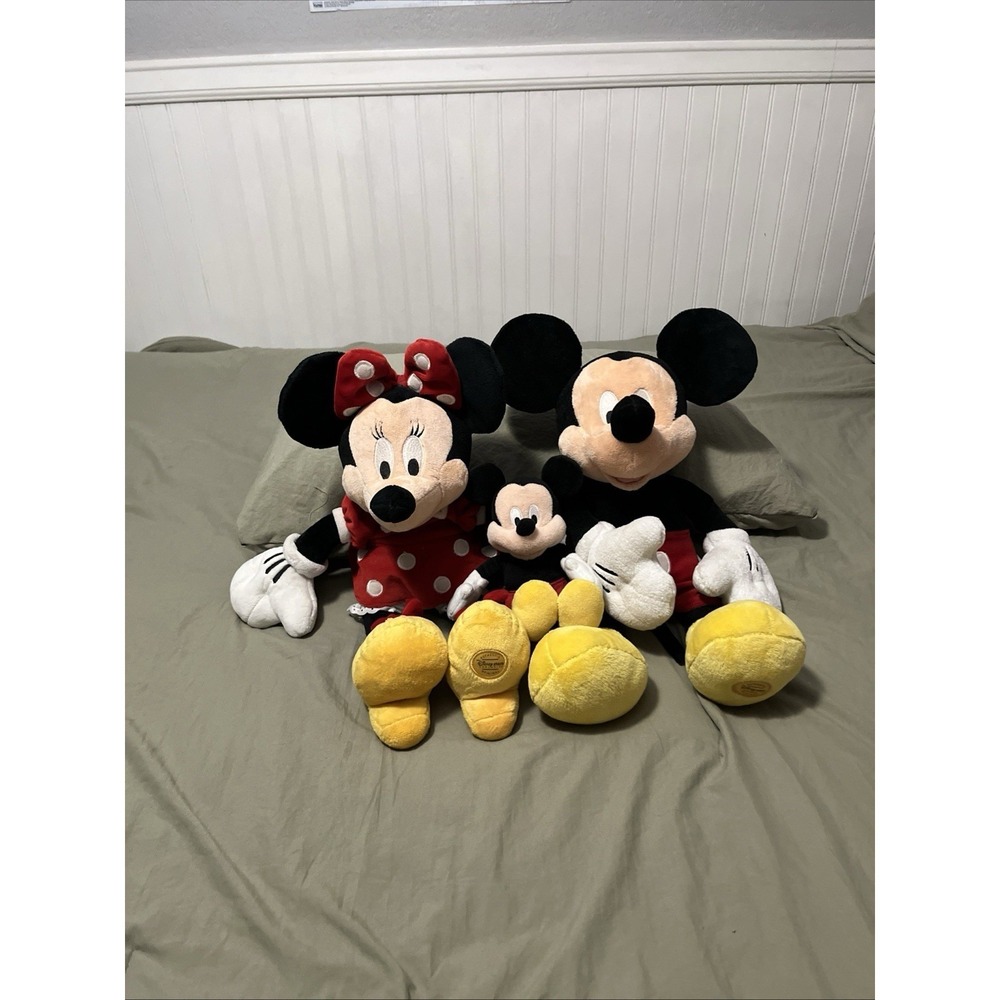 Mickey & Minnie Mouse Plush Disney Parks Authentic Original-13-13.5 Inches Tall